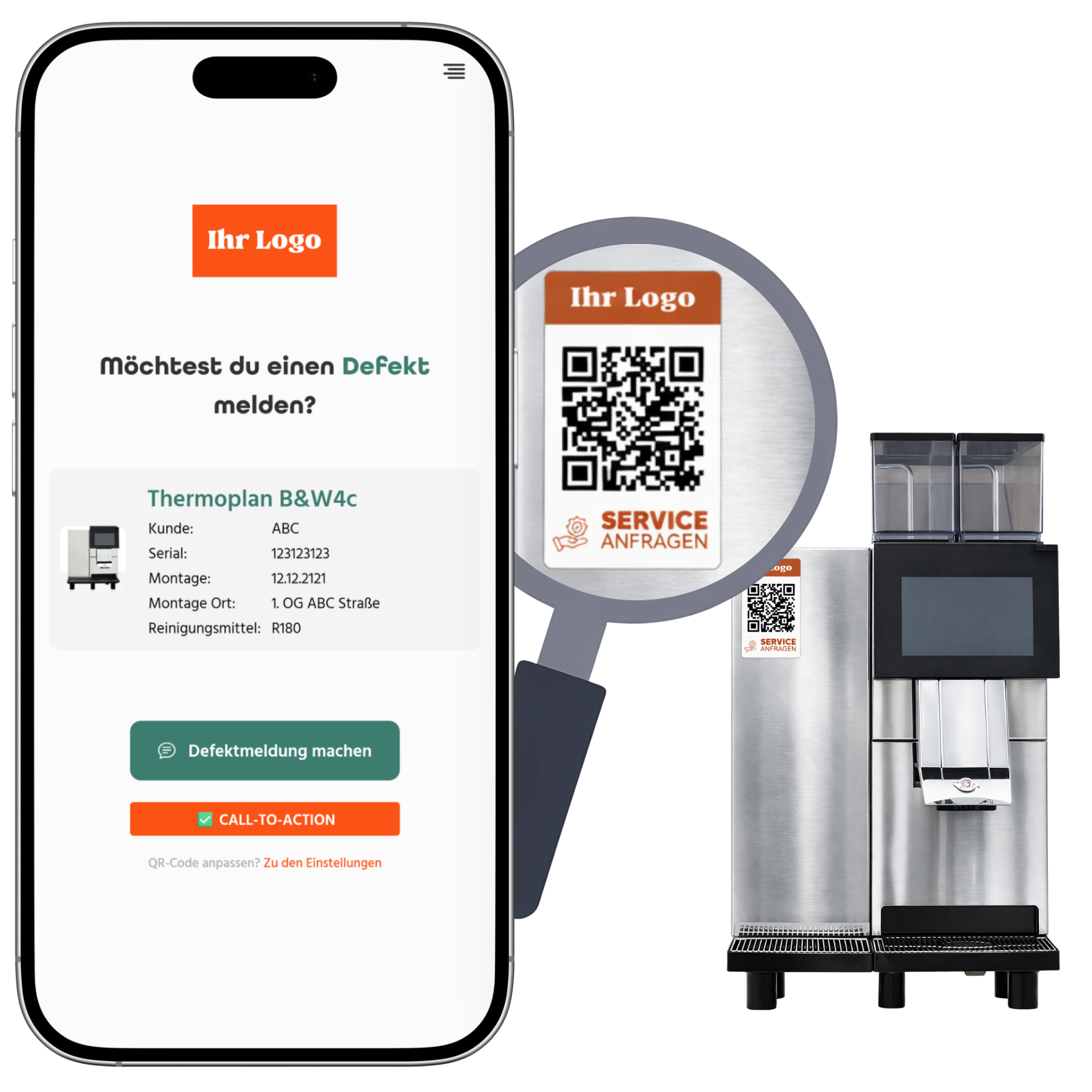 ServiceTag-Aufkleber an einer Maschine